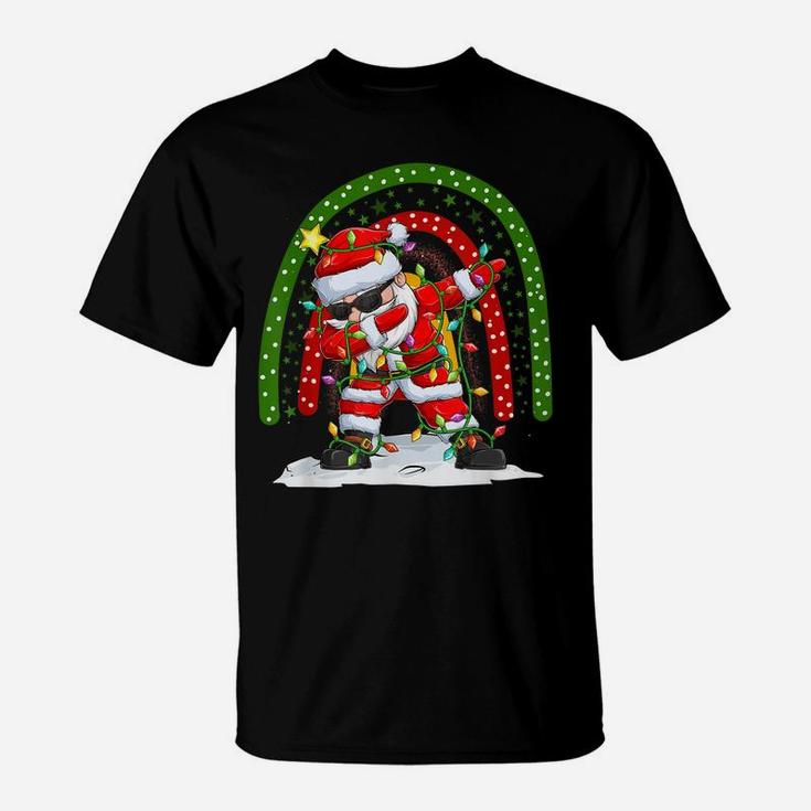 Funny Dabbing Santa Christmas Boho Rainbow Kid Boy Girl T-Shirt