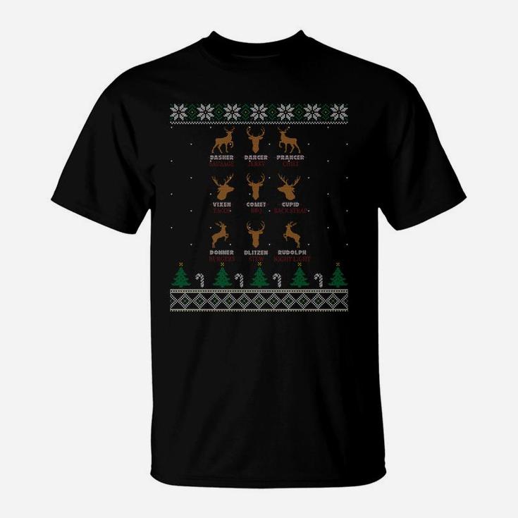 Funny Deer Design Christmas Bow Hunting Santa's Reindeer Sweatshirt T-Shirt
