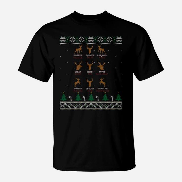 Funny Deer Design Christmas Bow Hunting Santa's Reindeer T-Shirt