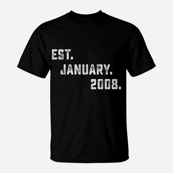 Funny Est January 2008 10Th Years Old Shirt 10 Birthday Gift T-Shirt