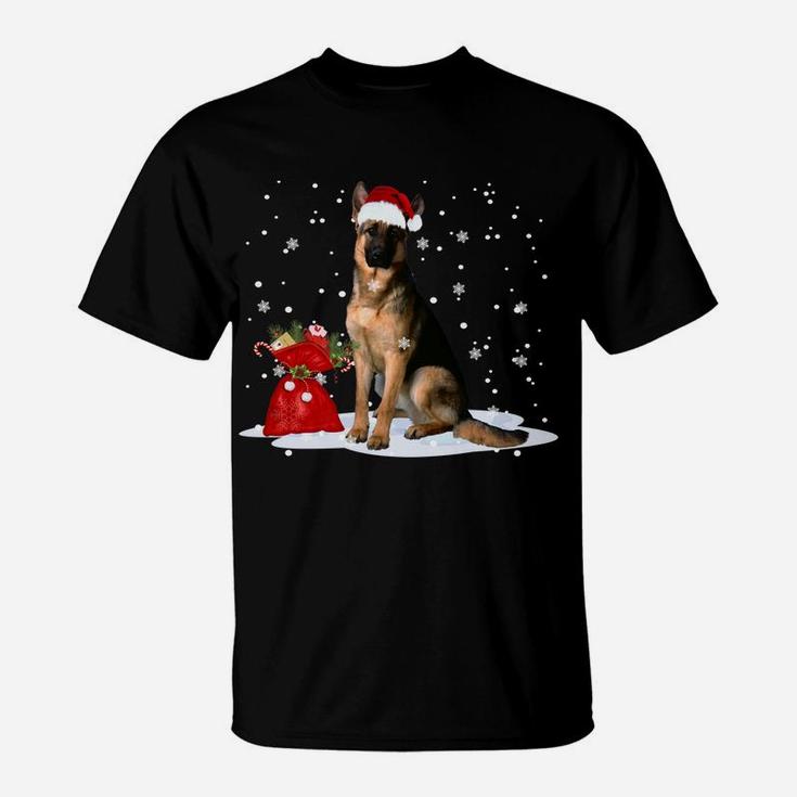 Funny German Shepherd Christmas  Santa Hat Animal Sweatshirt T-Shirt