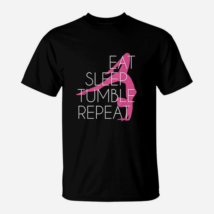 Funny Gymnast Gift Eat Sleep Tumble Repeat Gymnastics T-Shirt