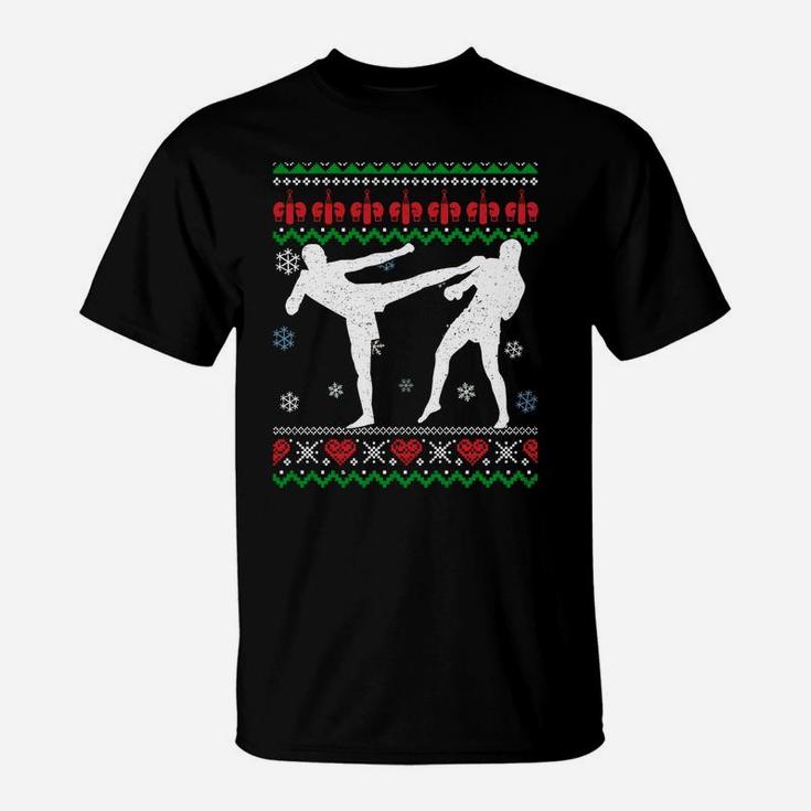 Funny Kickboxing Ugly Christmas Martial Arts Xmas Sport Sweatshirt T-Shirt