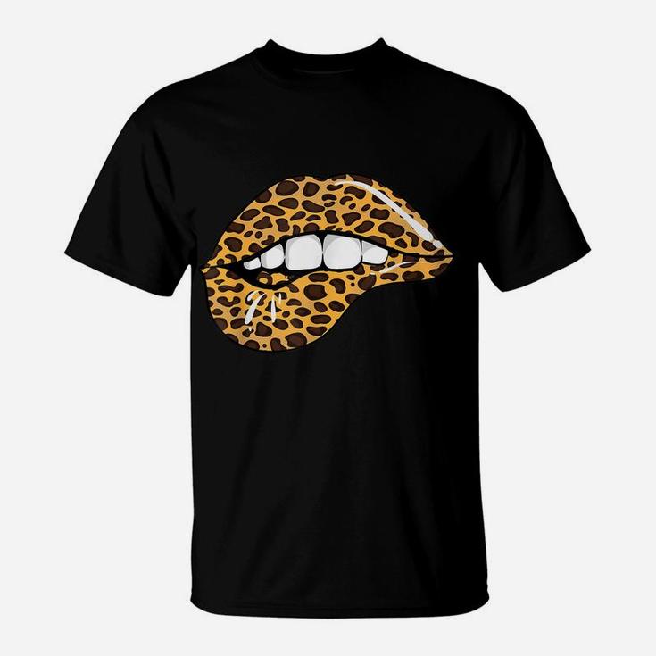 Funny Leopard Lips | Cool Women Mouth Cheetah Lipstick Gift T-Shirt