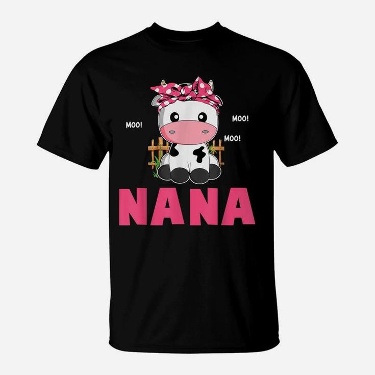 Funny Nana Cow Cute Cow Farmer Birthday Matching Family T-Shirt