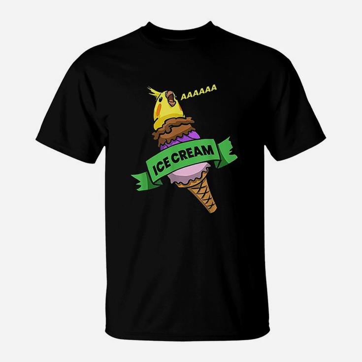 Funny Parrot Pet Doodle  Scream Ice Cream Cockatiel T-Shirt
