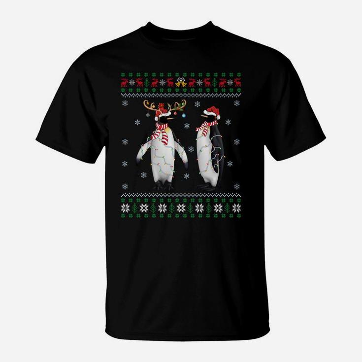Funny Penguin Xmas Gift Santa Hat Ugly Penguin Christmas Sweatshirt T-Shirt