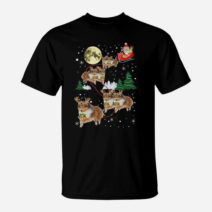 Funny Reindeer Sheltie Xmas Christmas Dog Lovers Gift Sweatshirt T-Shirt