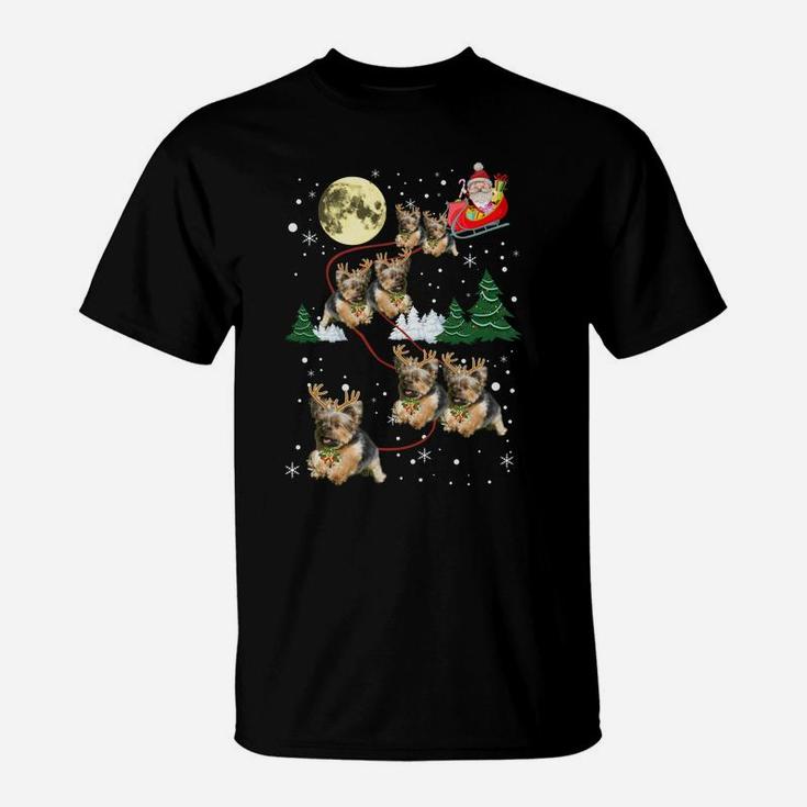 Funny Reindeer Yorkie Xmas Christmas Dog Lovers Gift Sweatshirt T-Shirt