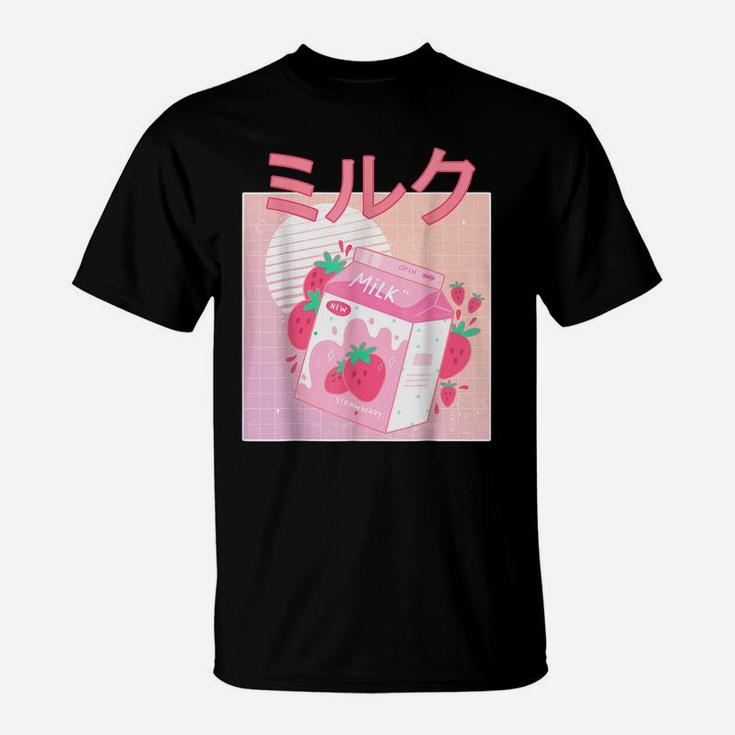 Funny Retro 90S Japanese Kawaii Strawberry Milk Shake-Carton T-Shirt