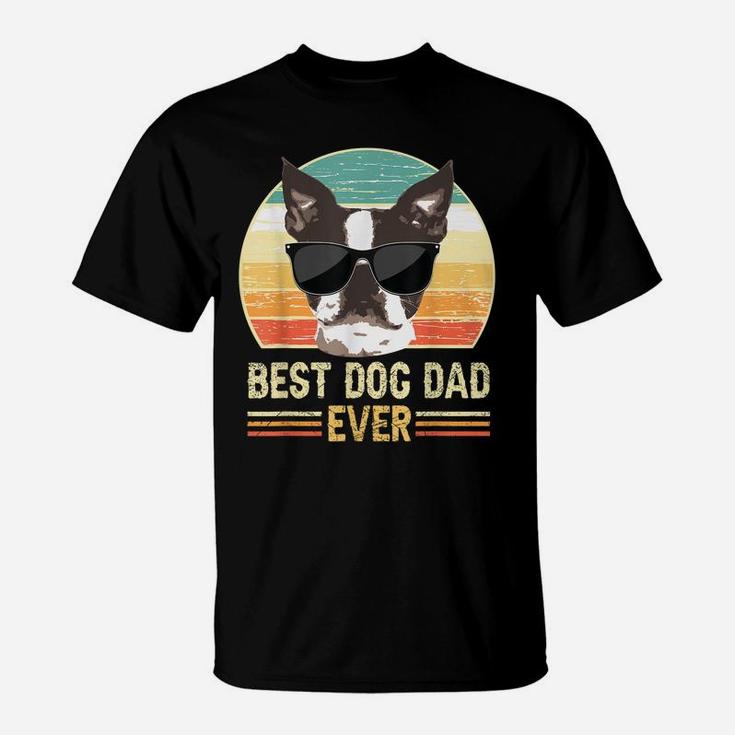 Funny Retro Best Dog Dad Ever Shirt, Dog With Sunglasses T-Shirt