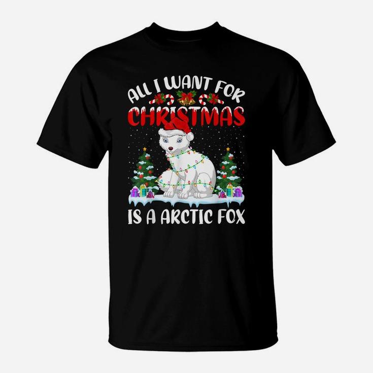 Funny Santa Hat All I Want For Christmas Is A Arctic Fox T-Shirt