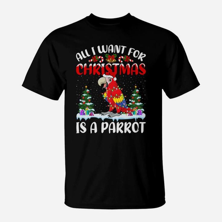 Funny Santa Hat All I Want For Christmas Is A Parrot T-Shirt