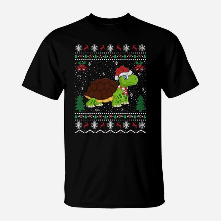 Funny Santa Hat Sea Turtle Xmas Gift Ugly Turtle Christmas T-Shirt