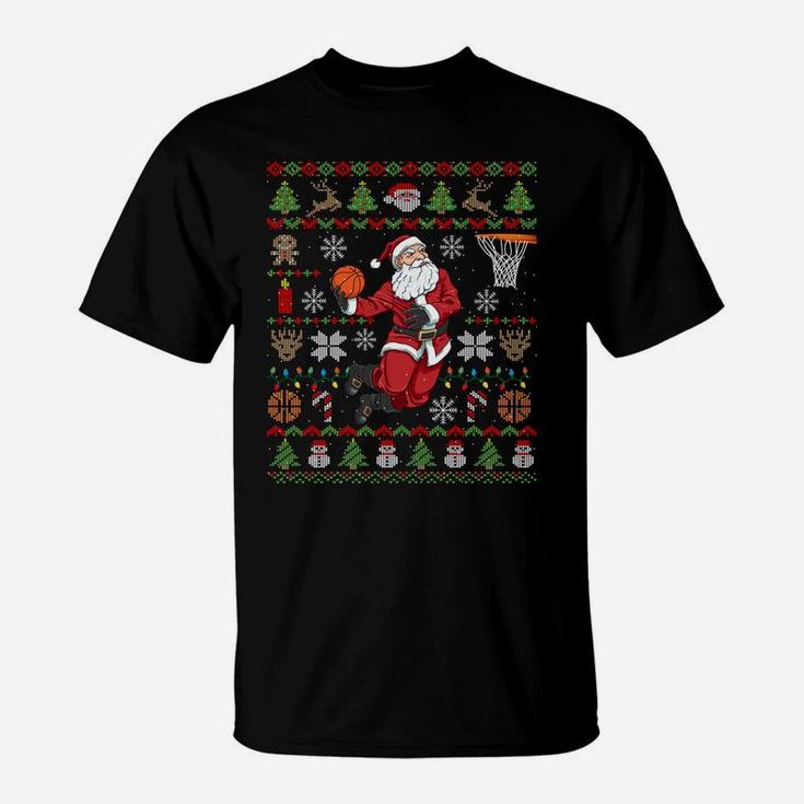 Funny Santa Ugly Christmas Basketball Dunking Sweatshirt T-Shirt