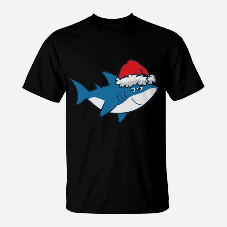 Funny Shark With Santa Hat Cute Shark Love Sharks Christmas T-Shirt