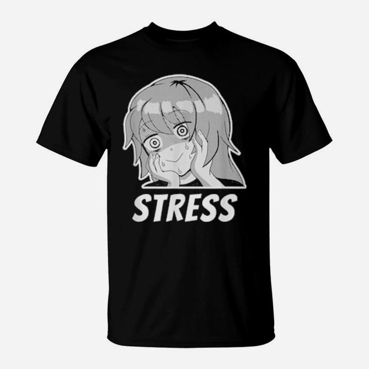 Funny Stress And Anxious Expression Face Girl Manga Meme T-Shirt