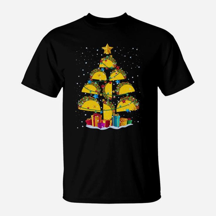 Funny Tacos Lovers Christmas Tree Noel Favorite Foods Xmas Sweatshirt T-Shirt