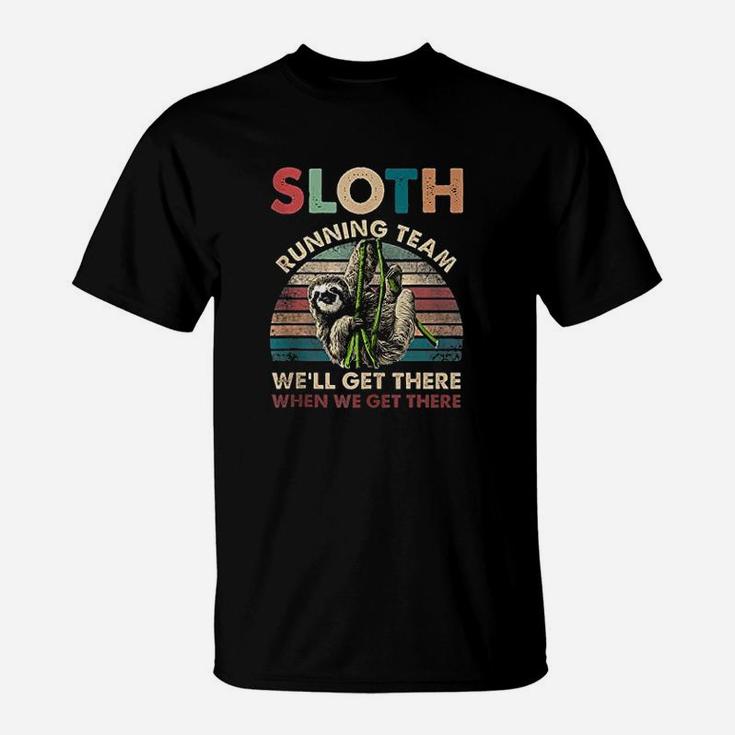 Funny Vintage Sloth Running Team Marathon Runners Jogging T-Shirt