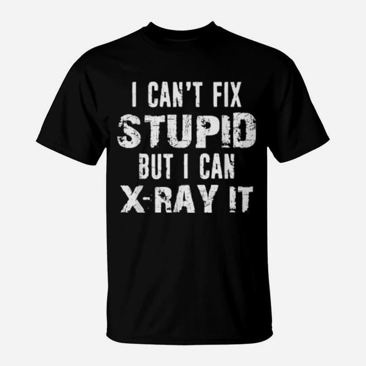 Funny X Ray Tech Distressed Typography T-Shirt