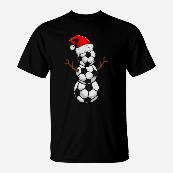 Funny Xmas Christmas Holiday Santa Snowman Ball Gifts Soccer T-Shirt
