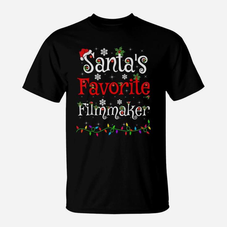 Funny Xmas Lighting Santa's Favorite Filmmaker Christmas T-Shirt