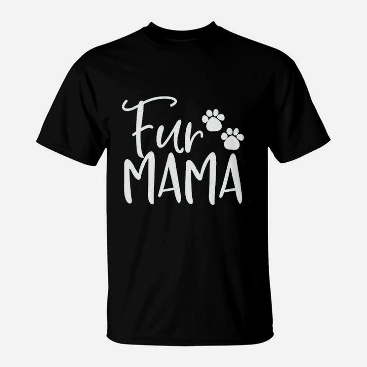 Fur Mama Women Dog Mom  Funny Letters Print T-Shirt