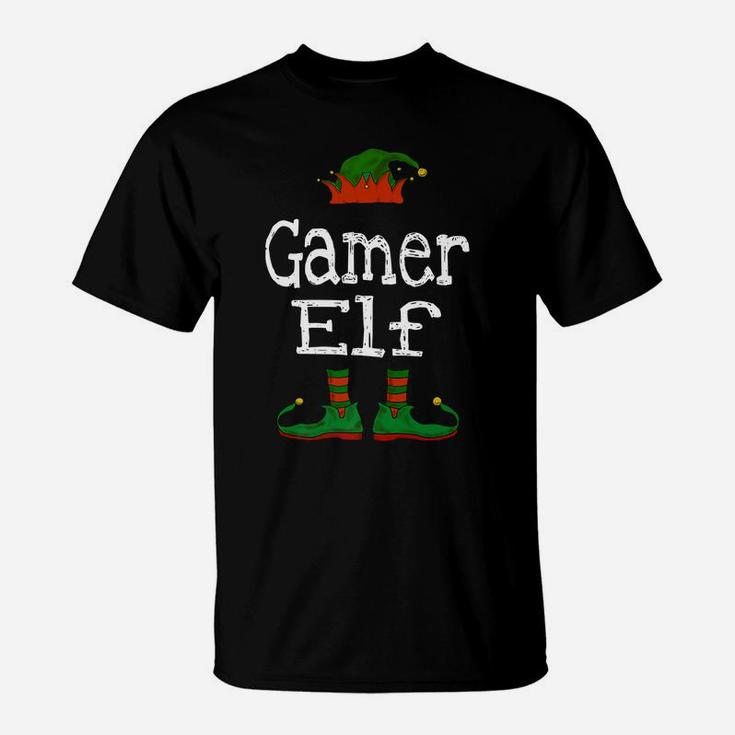 Gamer Elf Christmas Pajama Gaming Boys Girls Kids Teens Gift T-Shirt