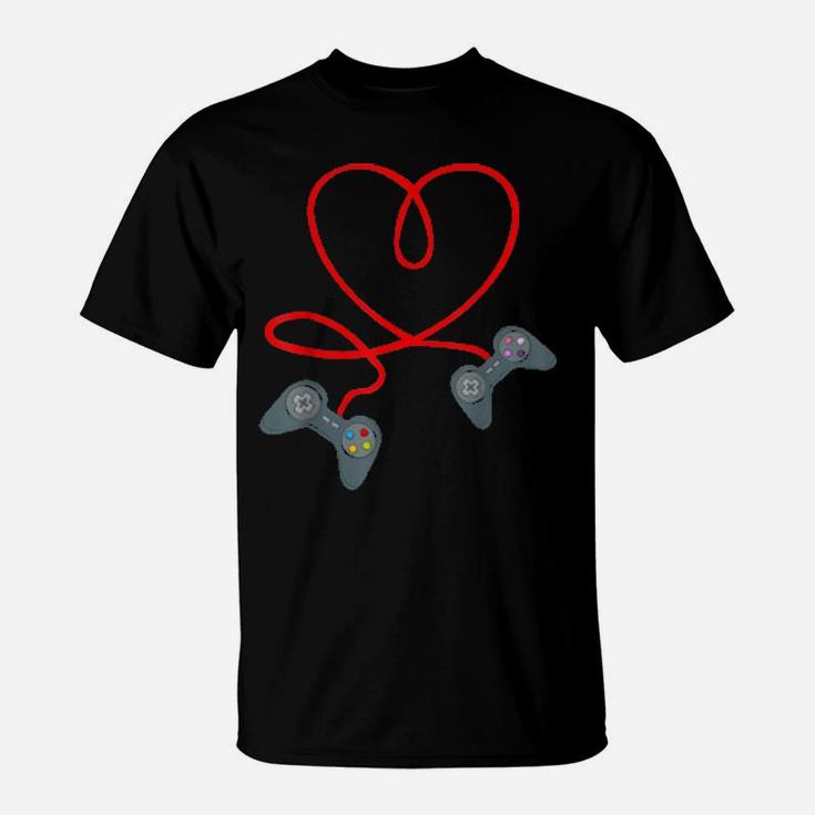 Gamer Valentines Day  Heart Video Controller T-Shirt