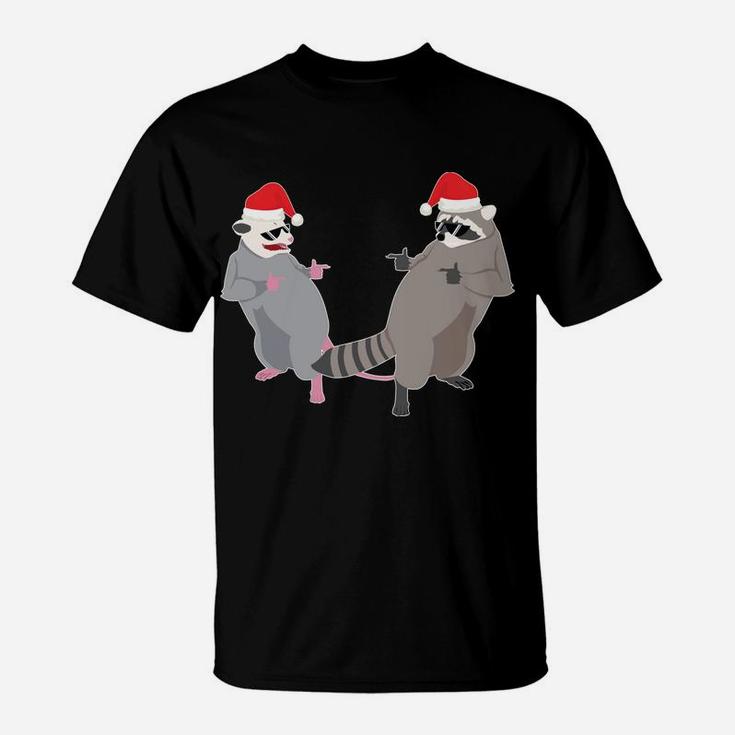 Garbage Gang Opossum Raccoon Santa Claus Merry Trashmas Gift T-Shirt