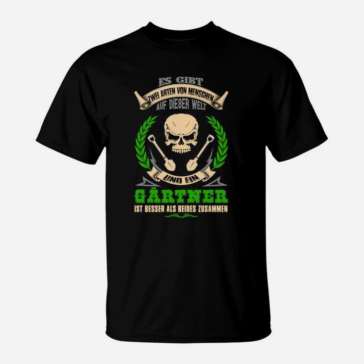 Gärtner Motiv T-Shirt Wichtiger als Garten? mit Totenkopf-Design, Lustiges Gärtner-Shirt