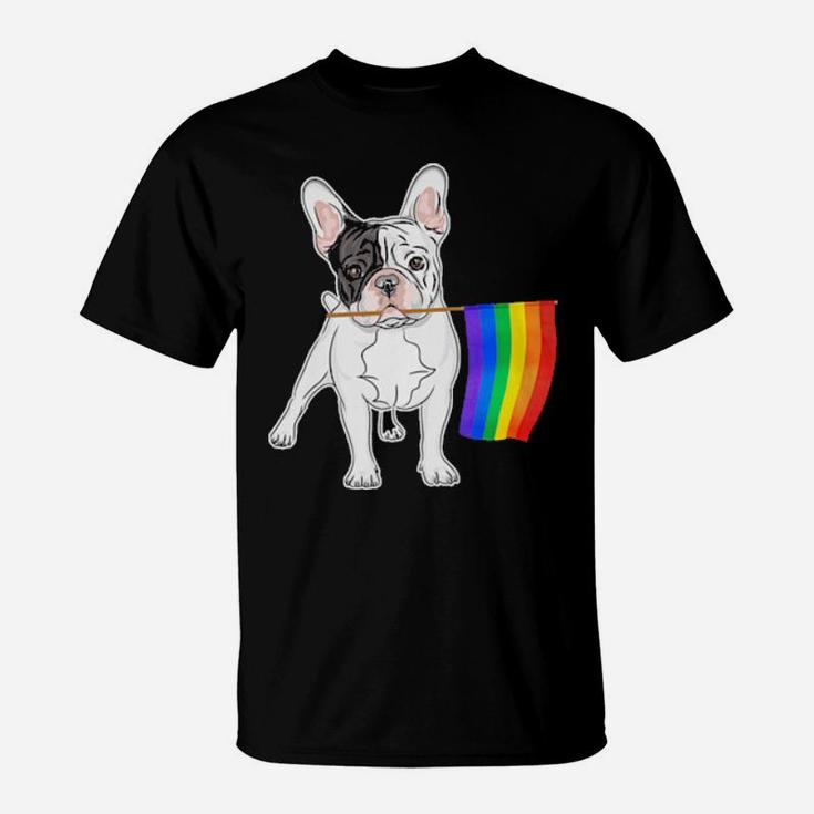 Gay Lesbian Lgbt Pride Flag French Bulldog T-Shirt