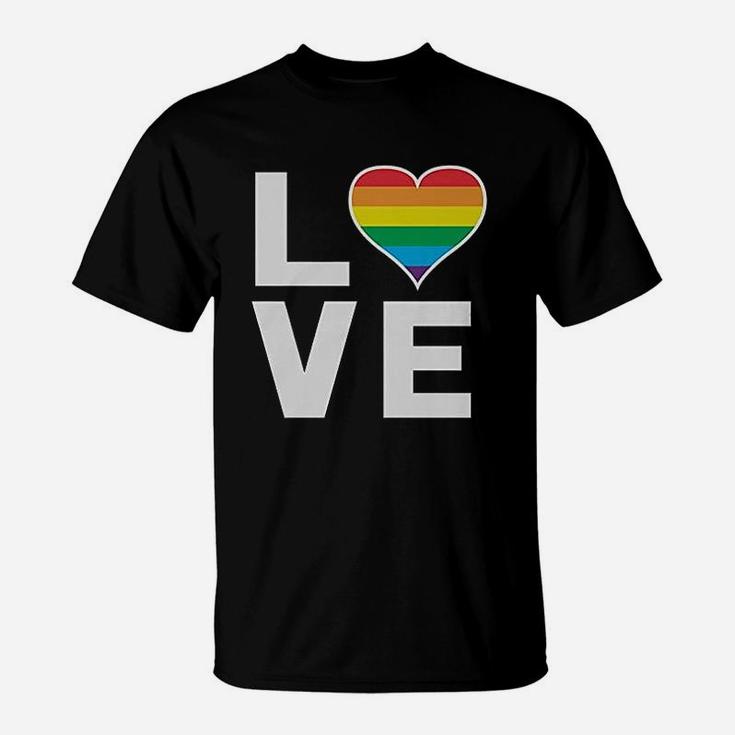 Gay Love Rainbow Heart Lgbt Gay Pride Awareness T-Shirt
