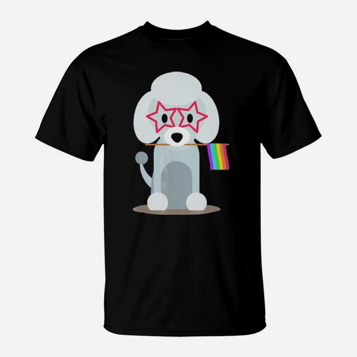 Gay Pride Flag Poodle Dog Lgbtq Lgbt Pride T-Shirt