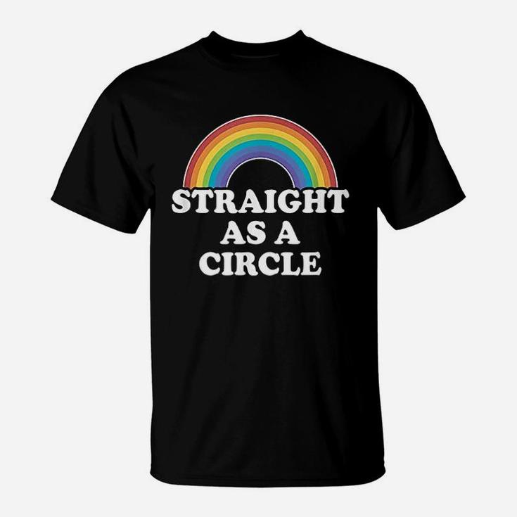 Gay Pride Men Women Lgbt Rainbow Straight As A Circle T-Shirt