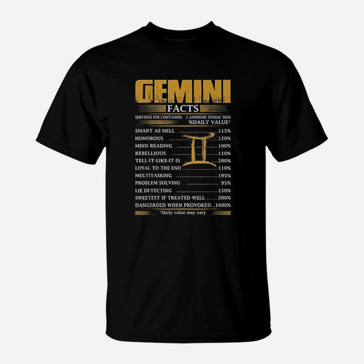 Gemini Facts Servings Per Container Zodiac T-Shirt