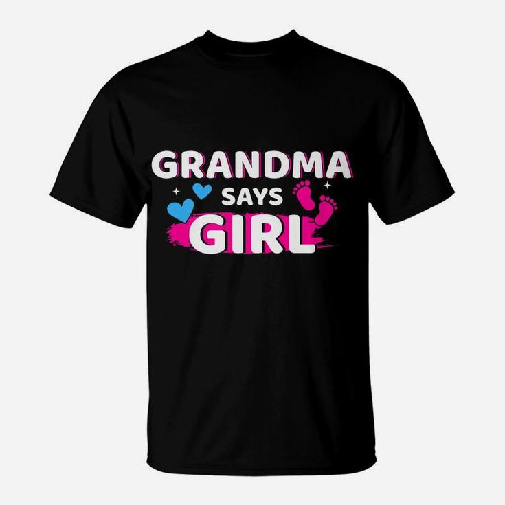 Gender Reveal Grandma Says Girl Matching Family Baby Party T-Shirt