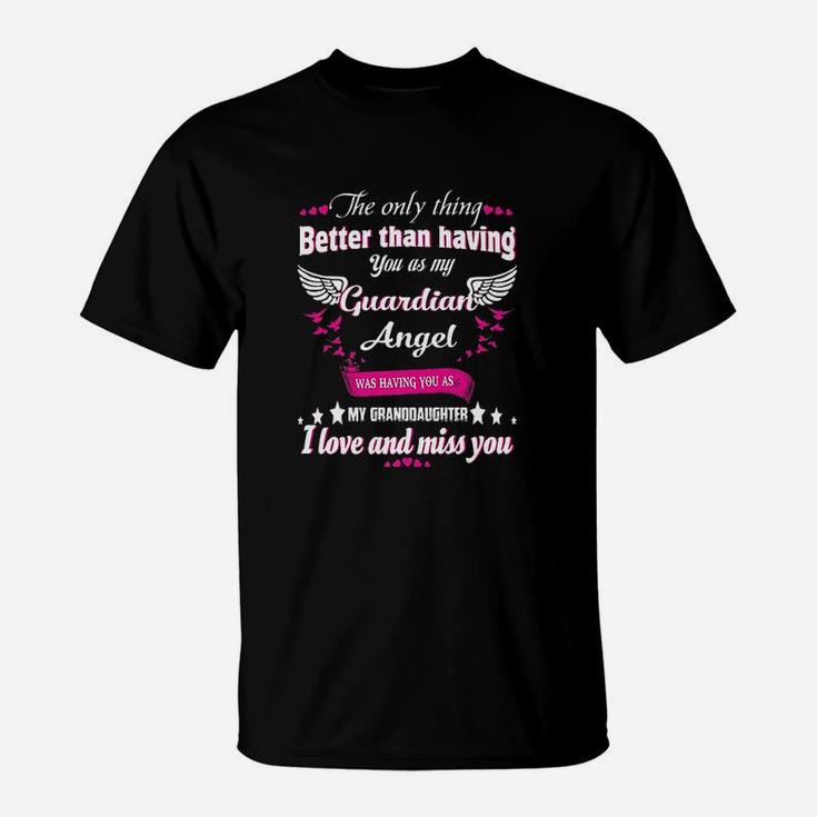 Gift For Grandpa And Grandma Loving Granddaughter In Heaven T-Shirt