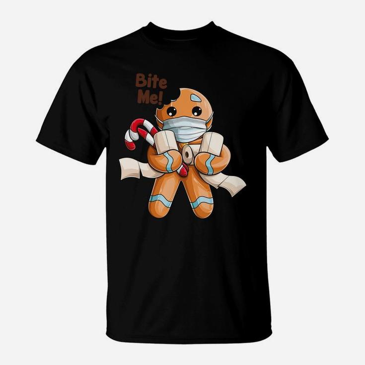 Gingerbread Man Bite Me Gifts For Christmas Funny Sweatshirt T-Shirt