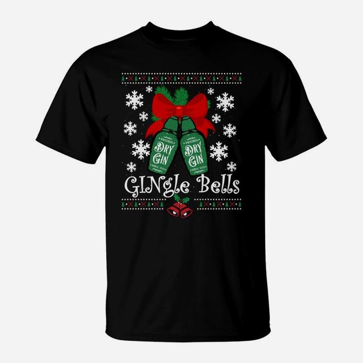 Gingle Bells Ugly Christmas Gin Mistletoe Xmas Sweatshirt T-Shirt