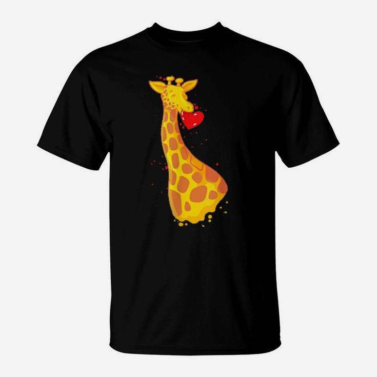 Giraffe Love Valentines Day T-Shirt
