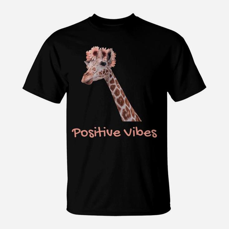 Giraffe Positive Vibes Cute Clever Design Boy Girl T-Shirt
