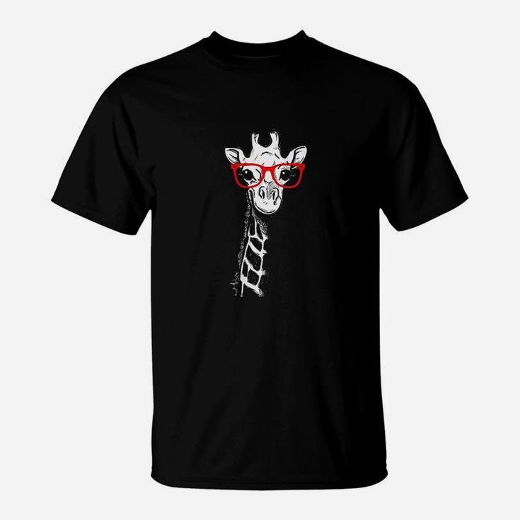 Giraffe With Red Glasses T-Shirt