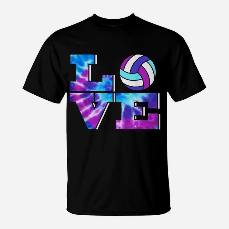 Girls Love Volleyball Tie Dye Teenage Women Birthday Gift T-Shirt