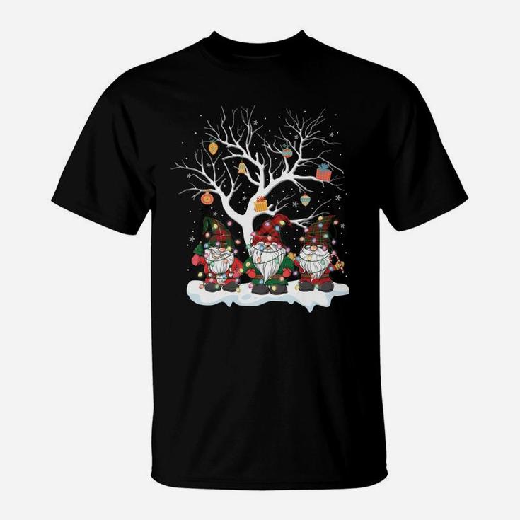 Gnome Buffalo Plaid Christmas Tree Light Pajama Gift Sweatshirt T-Shirt