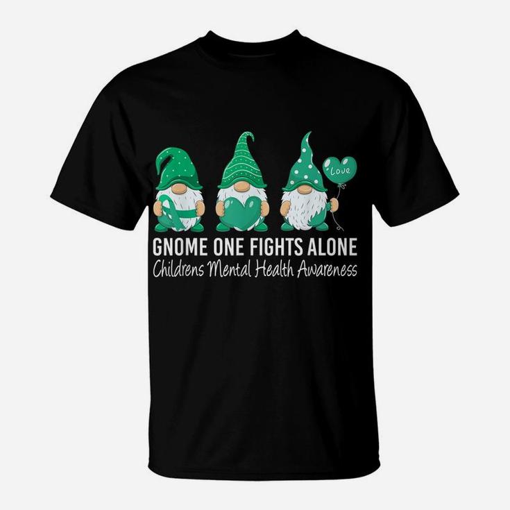 Gnome Fights Childrens Mental Health Awareness Green Ribbon T-Shirt