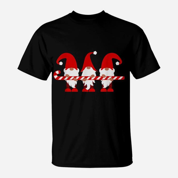 Gnome Holding Candy Cane Christmas Xmas Outfit T-Shirt