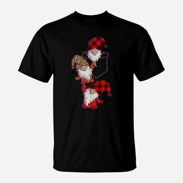 Gnome In Pocket Shirt Women Buffalo Plaid Girls Gnome Lover T-Shirt