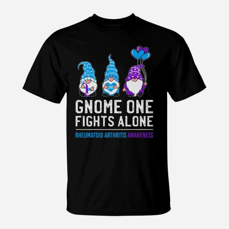 Gnome One Fights Alone Rheumatoid Arthritis Awareness Ribbon T-Shirt