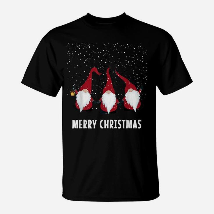 Gnome Santa Merry Christmas Snowing Funny Festive Holiday T-Shirt